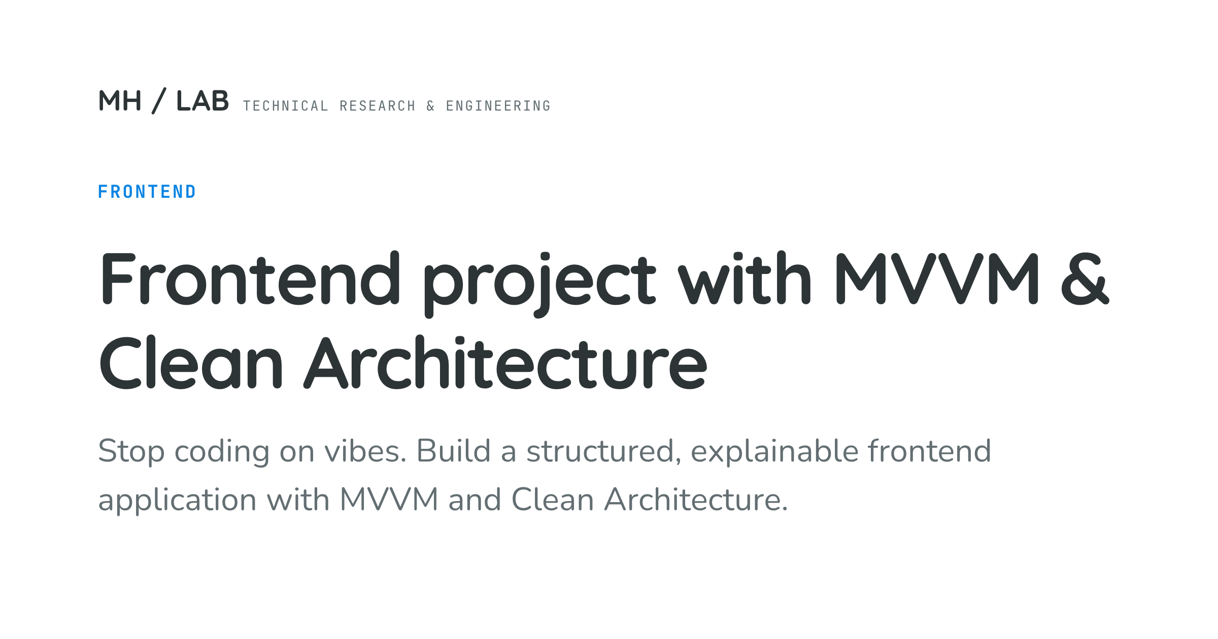 Frontend project with MVVM & Clean Architecture | MH / LAB